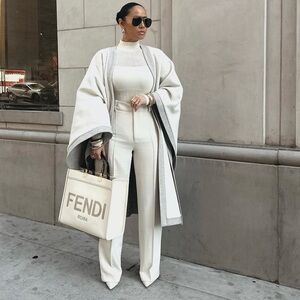 Elegant high Waisted White Women's Pants